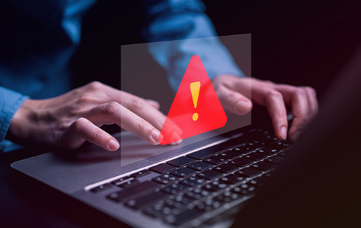 Alert warning on a laptop