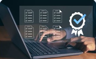 Certified document review on a laptop