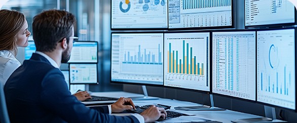 Analysts reviewing corporate registry data